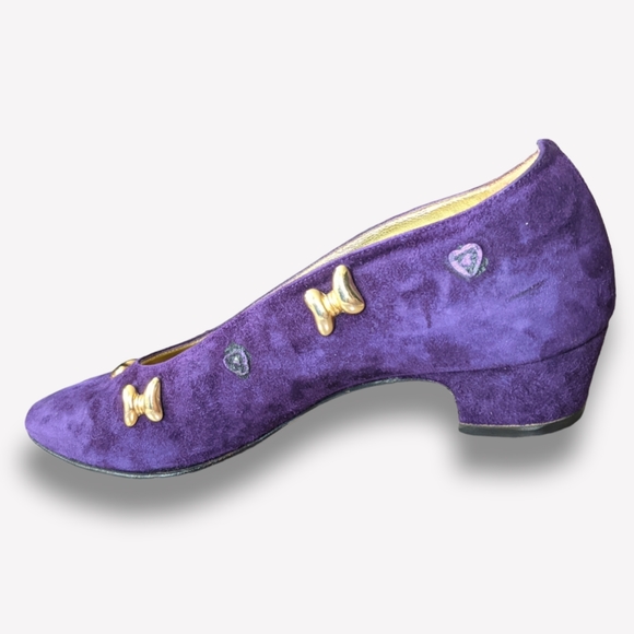 Escada Purple Suede Block Heel Pumps, 7 - Picture 2 of 10